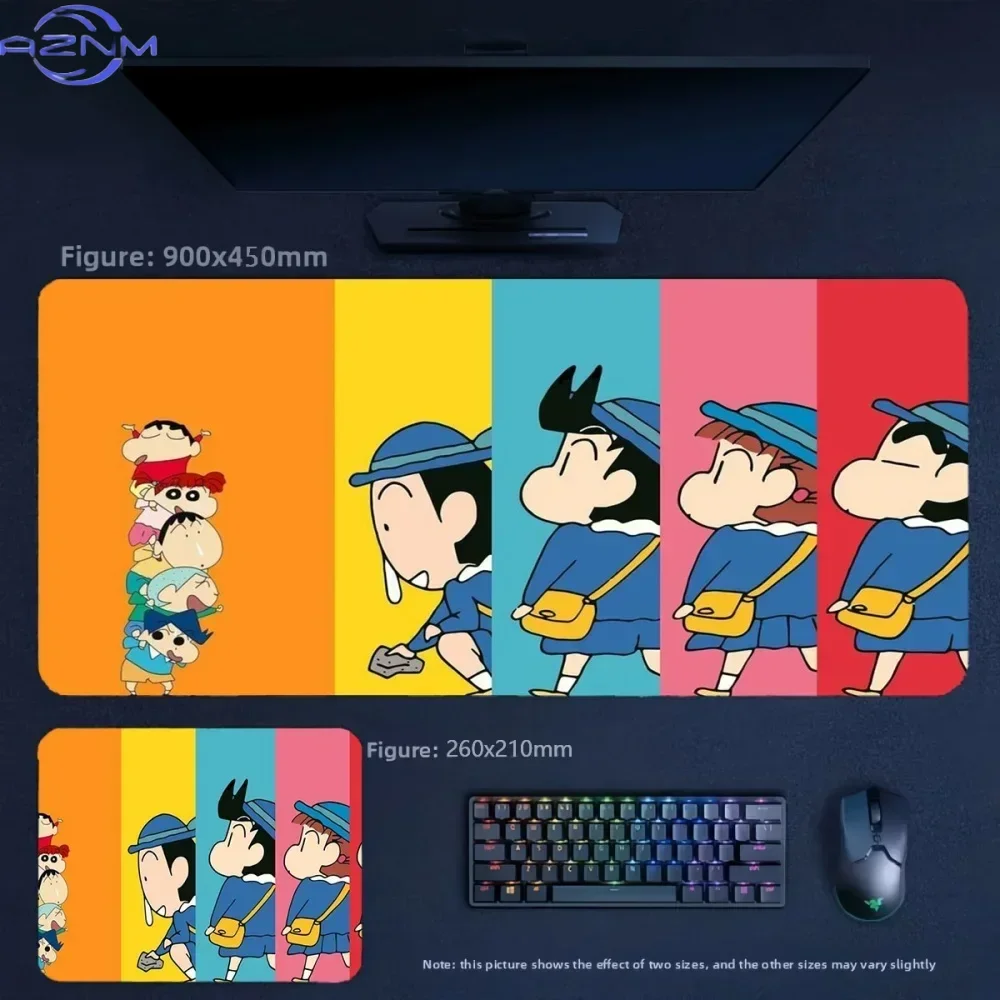 Anime Crayon Shin-chan Dress Up Pink Room Large Mousepad Rubber Non-Slip Gaming Desk Mat Keyboard Pad for Home Office Decor