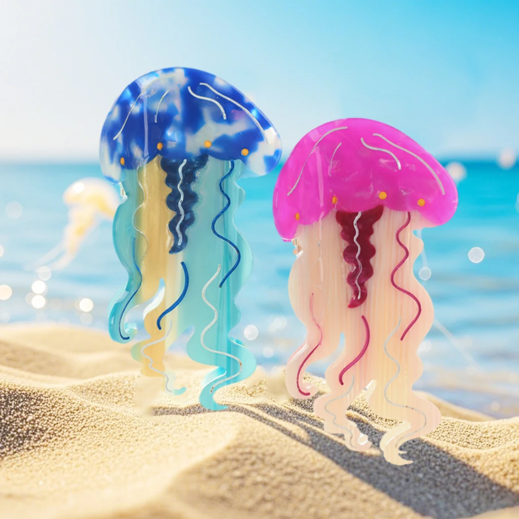 

Colorful Ocean Series Jellyfish Claw Clip Senior Acetate LargeHair Claw Cool Summer Beach Crab Clips Hair Accessories for Women