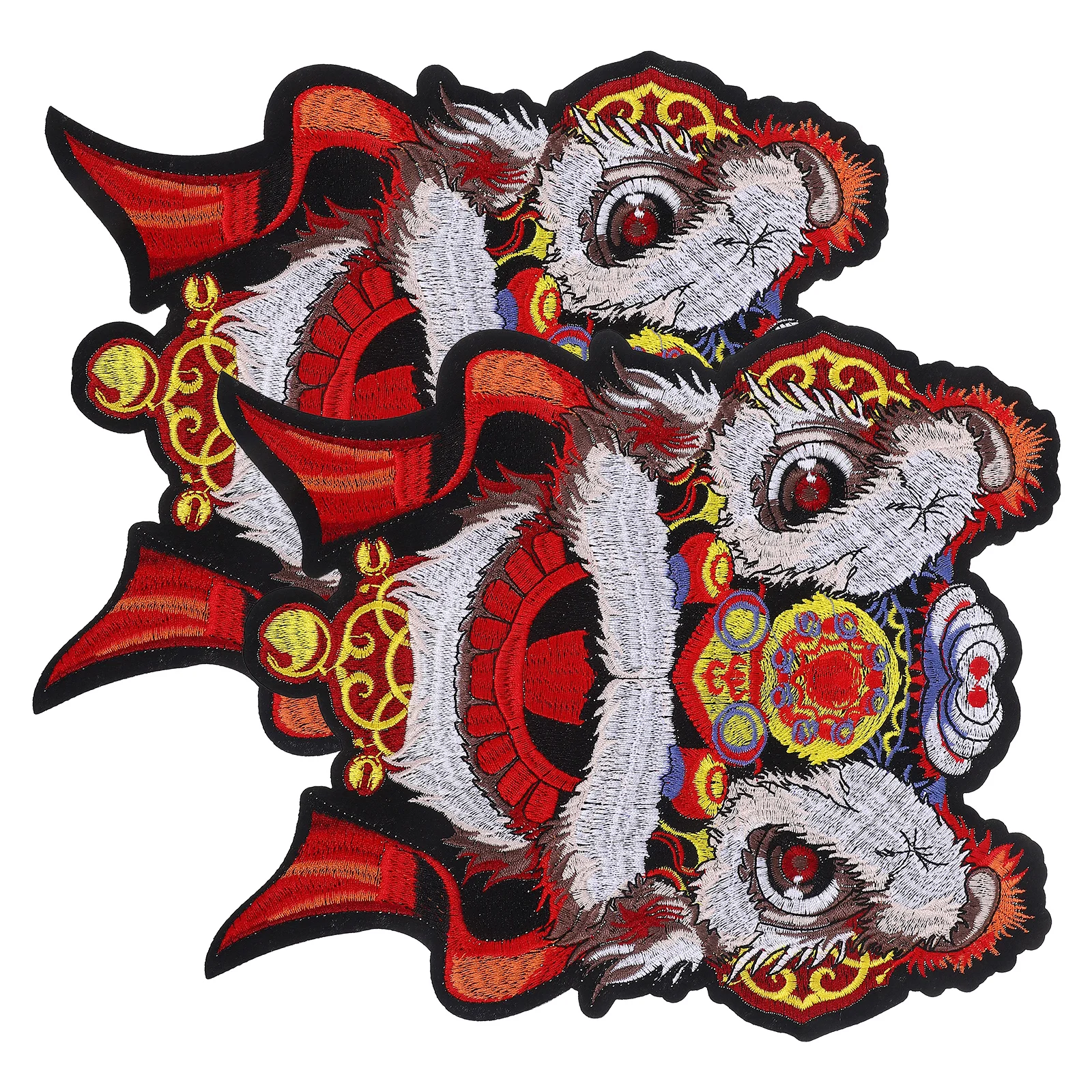 

2Pcs Embroidery Patches Dancing Lion Iron Fabric Stickers Ethnic Sewing Clothes Jackets DIY Hat Practical Decorative