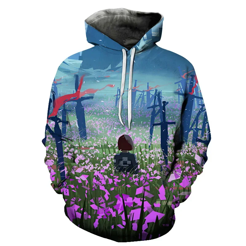 

3D Night Printed Men's Hoodie Loose Designer Sweatshirt Spring Autumn Oversized Harajuku y2k Clothes Long Sleeve Pullover 4XL
