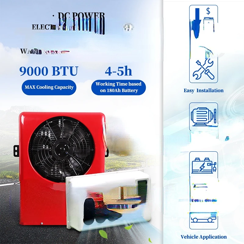 12v/24v small cab air cooling battery driven dc air conditioning systems 12 volt/24 volt parking air conditioner for truck/crane