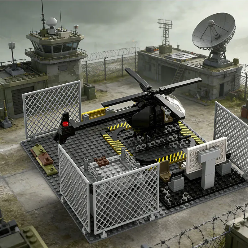 WW2 Military Base Building Blocks Bunker Trench Machine Gun Emplacement Defense Fort Scene DIY Assembly Construction Bricks Toy