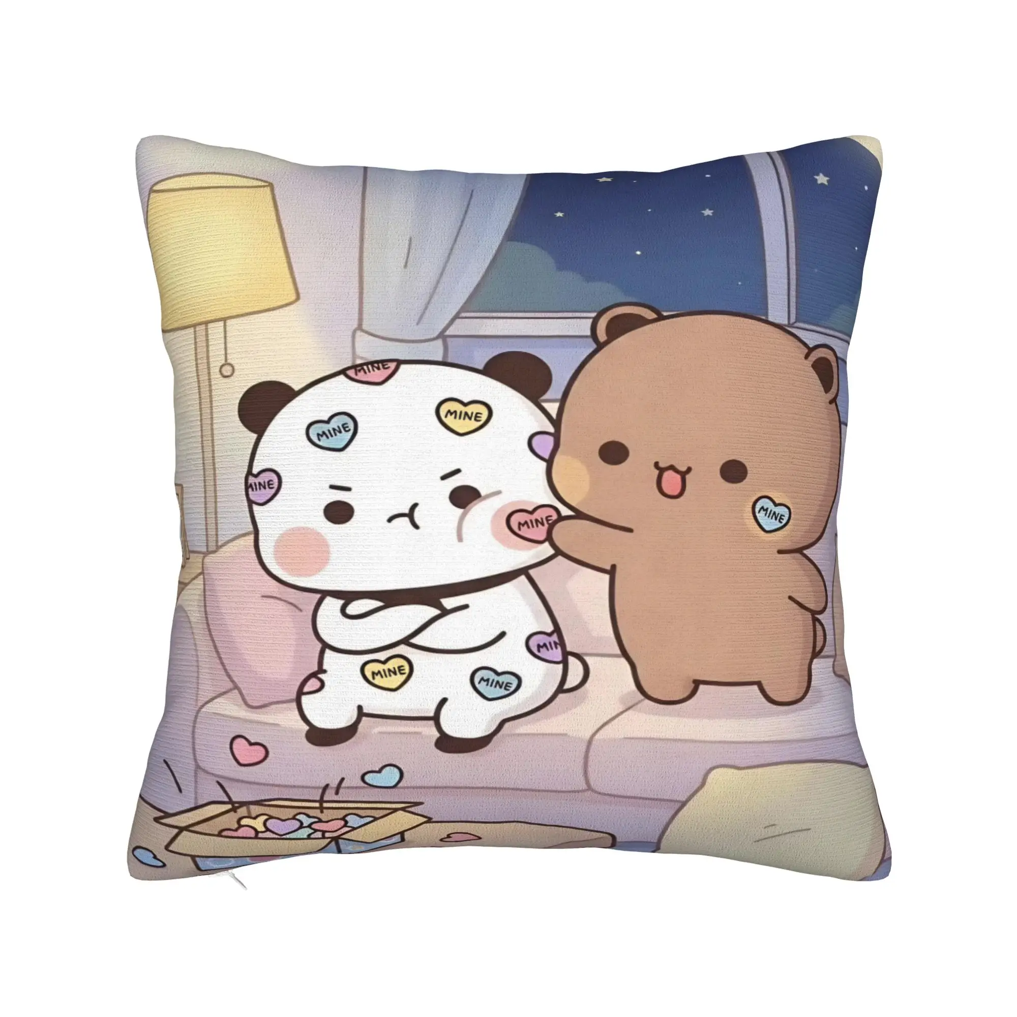 Pillow Case Bear And Panda Bubu Dudu Polyester Pillow Cover Cushion Cover Custom DIY Pillowcases For Office Car Home Decorative