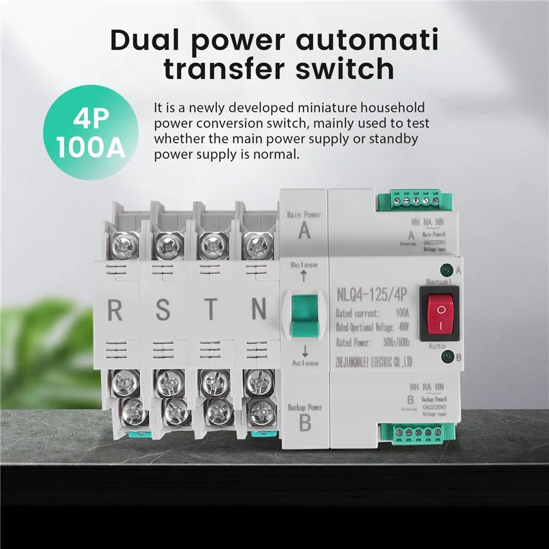 Most-MCB Type Dual Power Automatic Transfer Switch 4P 100A ATS Circuit Breaker Electrical Switch