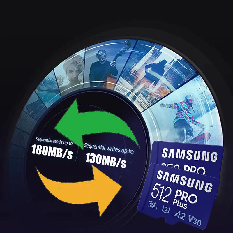 Kartu memori SAMSUNG, asli 64GB/U1/128GB/256GB/512GB SDXC Micro SD/TF kartu Flash MicroSD UHS-1 U3 4K untuk ponsel kamera