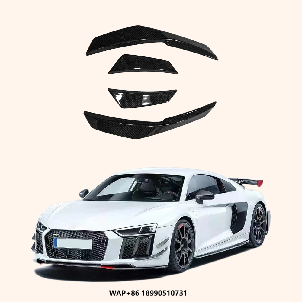 

For R8 V10 2016-18 Coupe Carbon KZ Style Front Bumper Side Canard Splitters