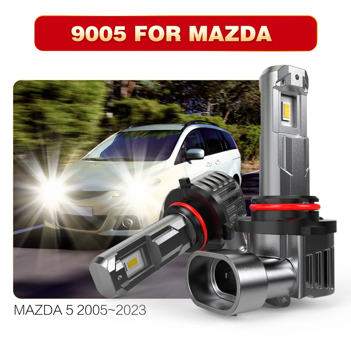 

AUHSSAN 2x New 9005 HB3 Car Led Headlight Bulb Canbus 6000K White Head Fog Light Diode Lamp 55w Fanless For Mazda 5 2005~2023