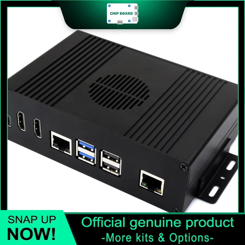 Waveshare Raspberry Pi Mini Computer Kit with Aluminum Case and PCIe Support