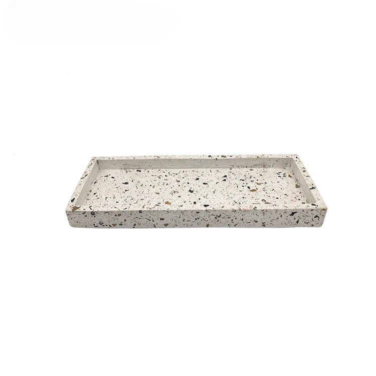 Nordic Terrazzo Tray Bathroom Household Flower Pot Tea Fruit Plate Ornament Storage