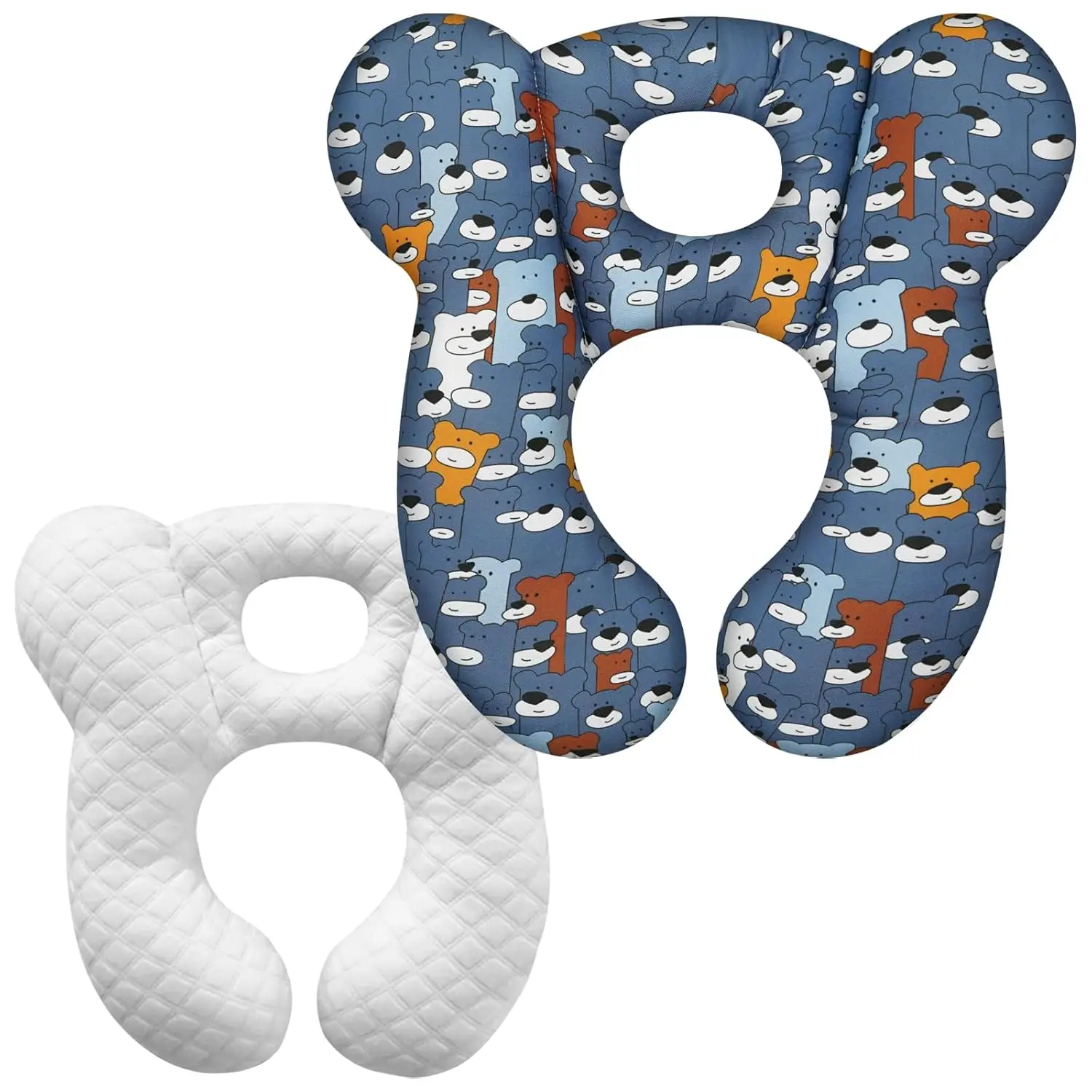 

Мягкая детская дорожная подушка для автокресла и коляски, приятная для кожи хлопковая подушка для детей 1-4 лет (Синий Медведь)