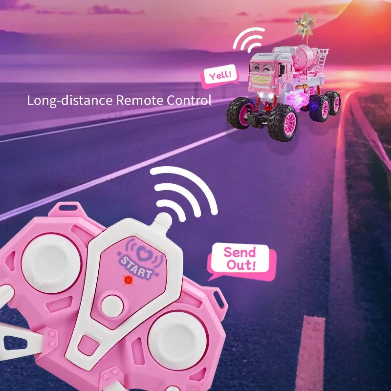 Voiture RC télécommandée rose 2.4G 4WD, véhicule jouet tout-terrain à lumière LED avec conception supérieure ouverte, modèle RC pour enfants filles, cadeau d'anniversaire