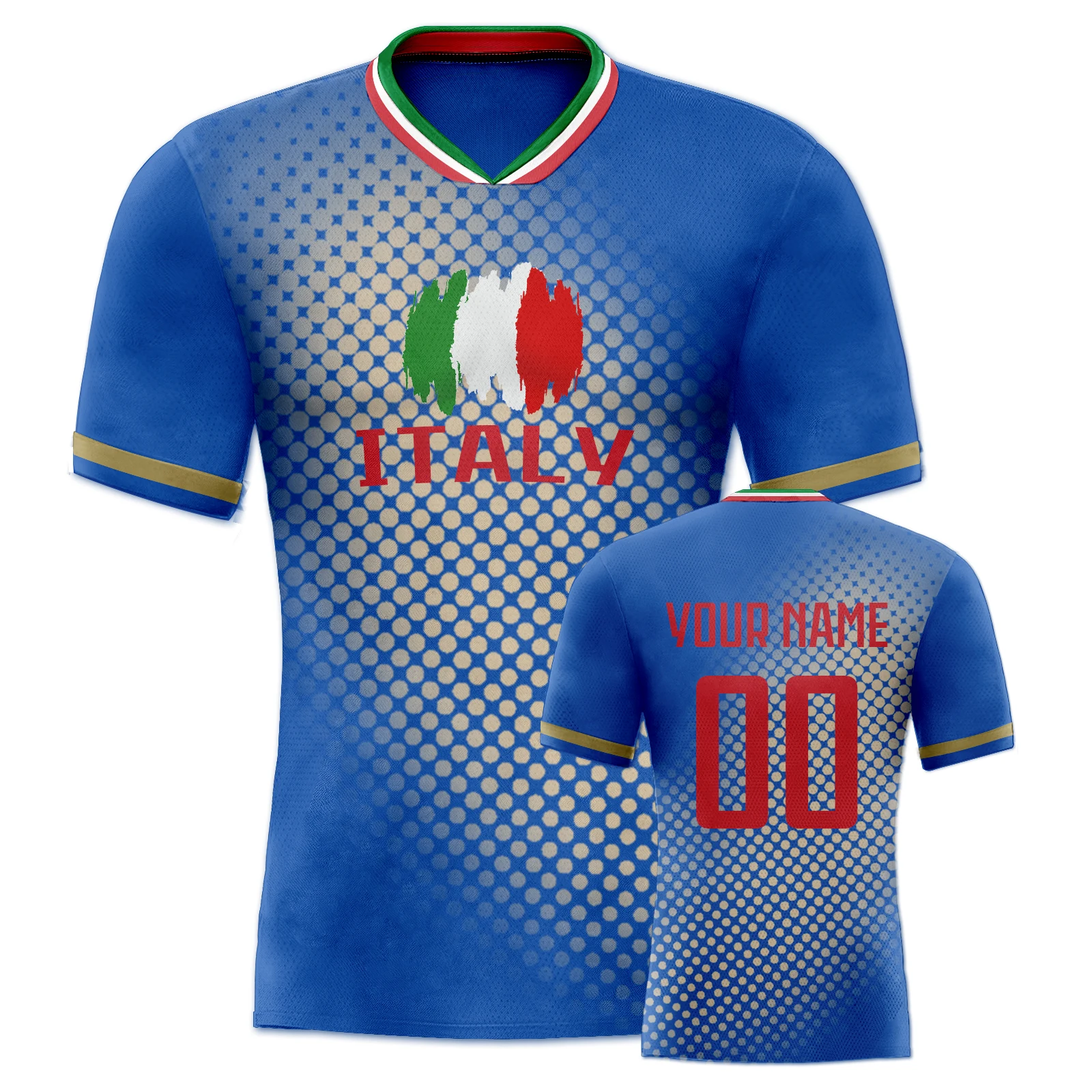 Personalized Italy Football Shirt Custom Soccer Jersey Quick-Dry Breathable Team Uniform with Name Number for Men Women Youth