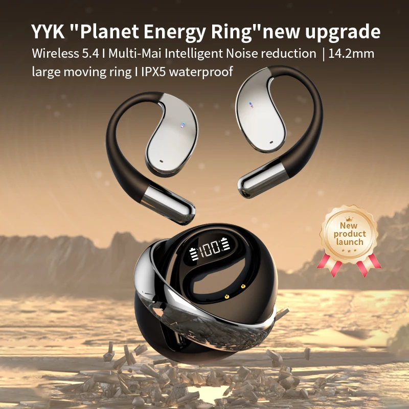 

OWS Wireless Bluetooth Headset Open Hanging Ear Bluetooth 5.4 Stereo Noise Cancelling Waterproof Sports Headset Digital Display