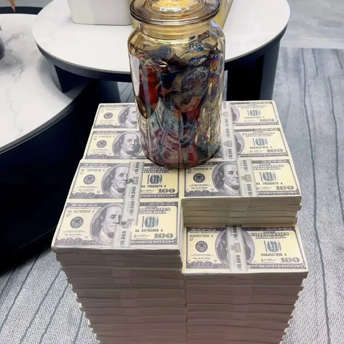 Creative Dollar Stack Coffee Table Unique Shape Decorative Table for Living Room Home Office Bar