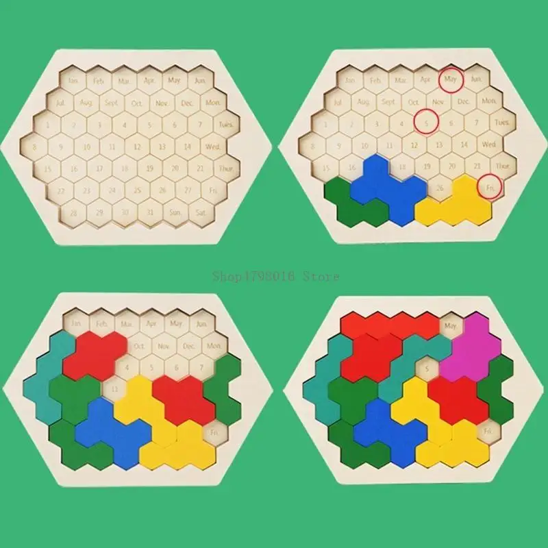 Giochi puzzle calendario giornaliero in legno Blocchi Blocchi giocattolo puzzle per bambini