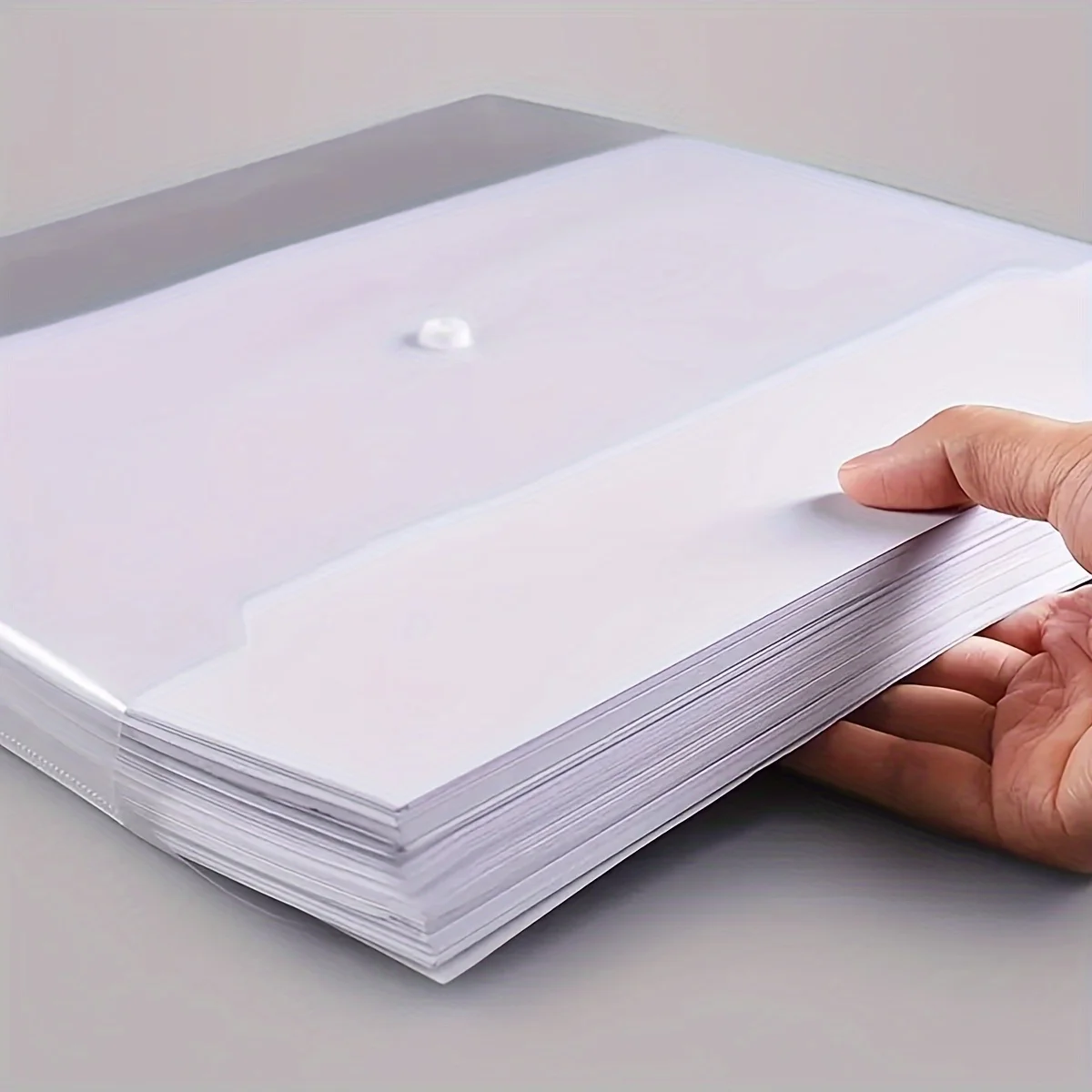10pcs A4 Size Morandi Color Palette Transparent & Multicolor PP Button Closure Envelopes - Ideal for School & Office Supplies image 6