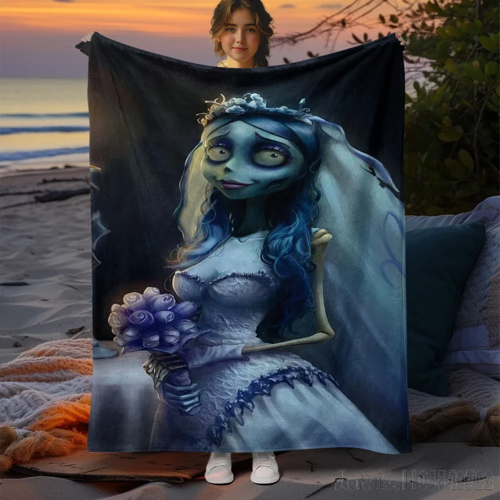 Manta con estampado 3D de la novia cadáver de Tim Burton para