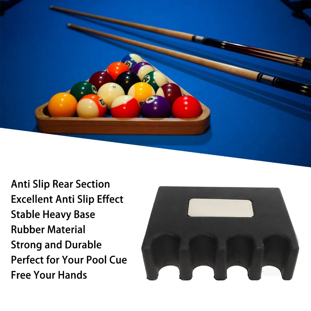 

Аксессуары для бильярда: Черный утяжеленный резиновый держатель для кия с 4 отверстиями для бильярдных киев, для игроков в бильярд