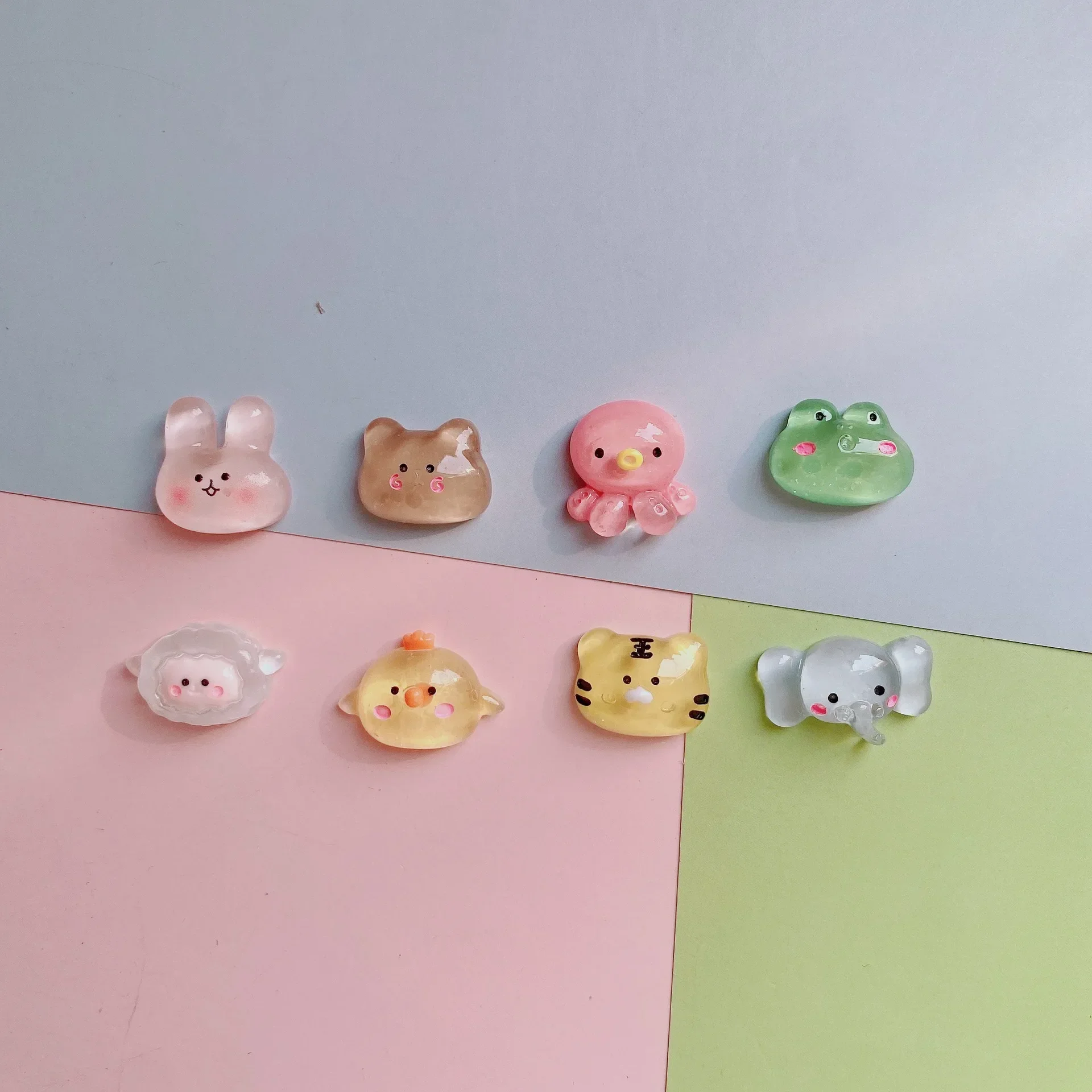 10pcs Cartoon Small Animal Rabbit Head Resin Jewelry Accessories Diy Mobile Phone Case Hairpin Shoe Buckle Head Rope Material