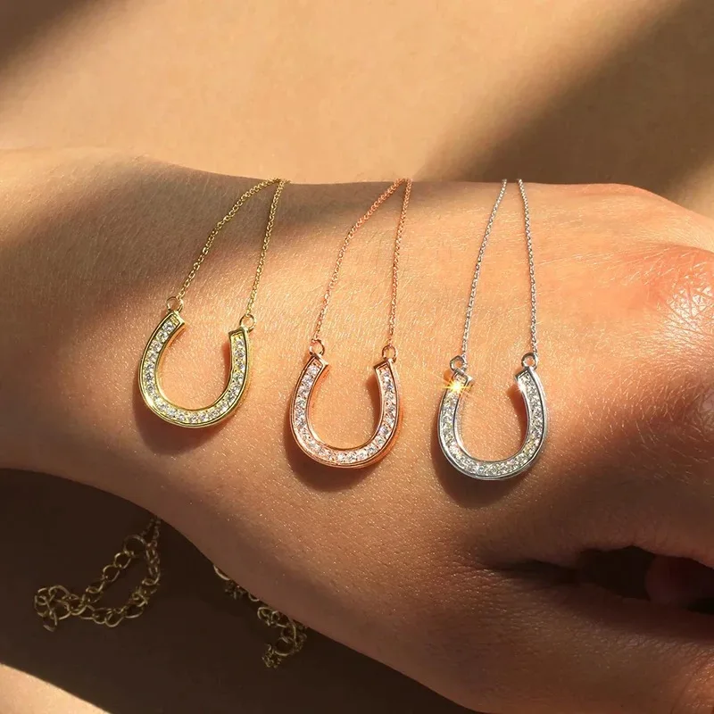 gold horseshoe necklace  U Pendant Handmade Horseshoe Necklaces Gold Filled Choker Kolye Vintage Jewelry Boho Women Necklace