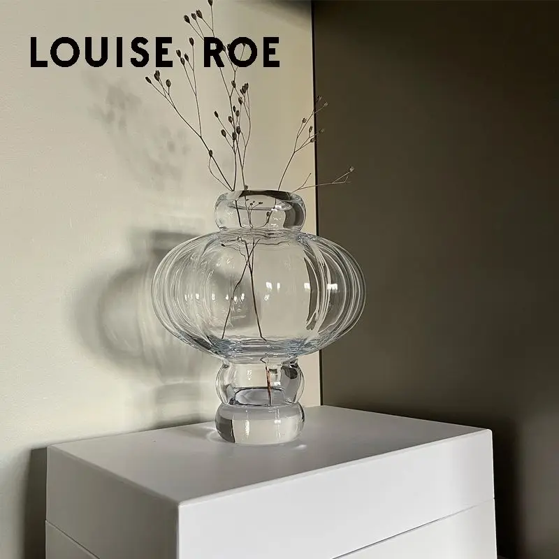 Glass Vase Nordic Style Transparent Light Luxury Minimalist Living Room Tabletop Flower Arrangement Individual Craft Decoration