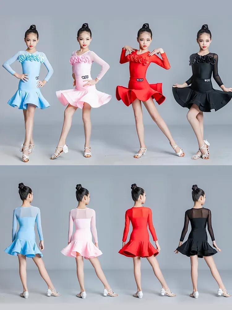 

Children Professional Latin Dance Dress for Girls Ballroom Dancing Dresses Rumba Cha Cha Samba Practice Dress Latin Performance