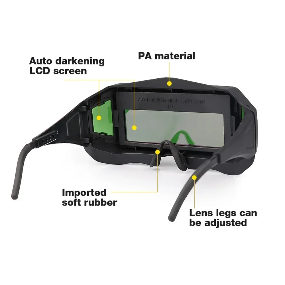 Óculos de soldagem com escurecimento automático, óculos com lentes que trocam de luz, escurecimento automático, proteção dos olhos
