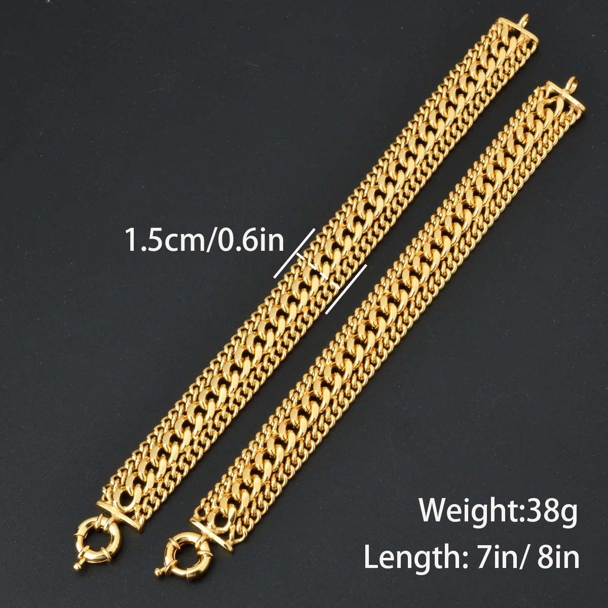 20MM Big Wide Chain For Men Women Bracelet Gold Plated Double Weaving Rolo Cable Curb Link Catenary Chain Valentines Day Gift