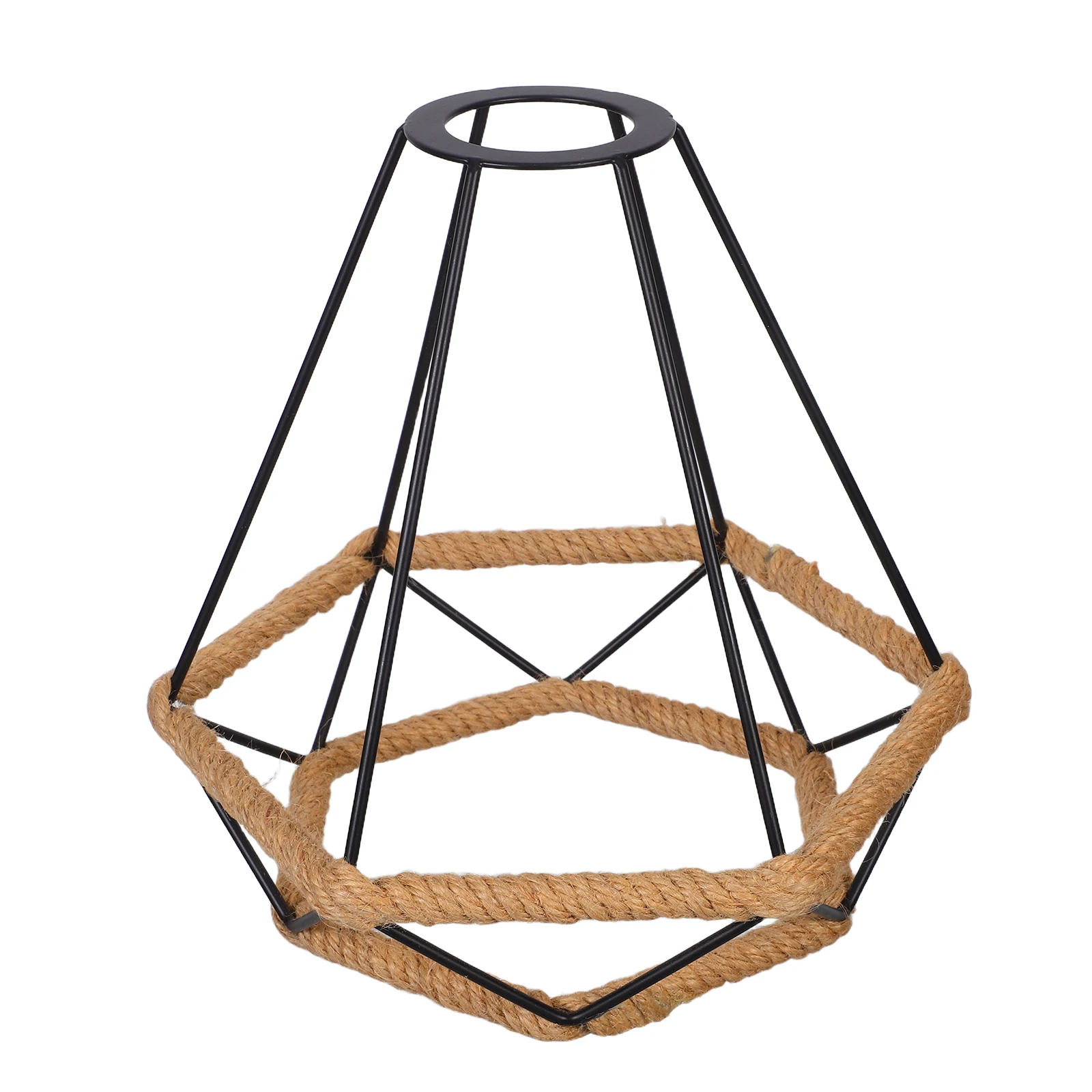 

Handwoven Rope Iron Pendant Lamp Shade E27 Socket Metal Lampshade For Bedroom Dining Room Corridor