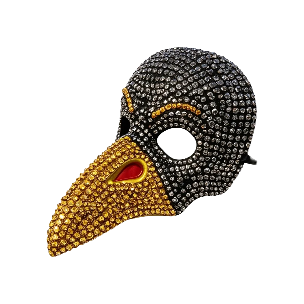 Handcrafted Rhinestone Eagle Punk Mask Eye-Catching Trendy Gothic Bird Beak Mask Comfortable Headgear Halloween Masquerade Mask - view 2