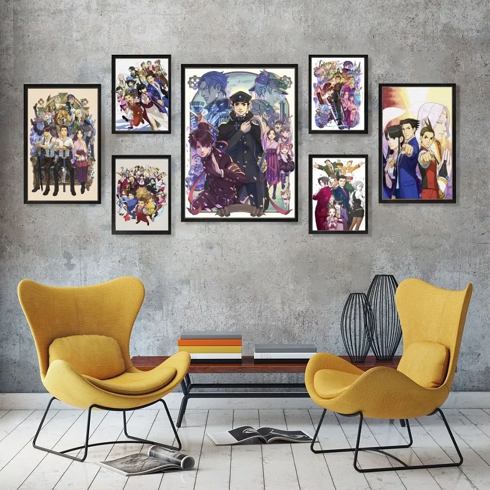 Gyakuten Saiban Ace Attorney Poster 1PC Cartoon Pop Poster Paper Waterproof HD Sticker Bedroom Entrance Home Living