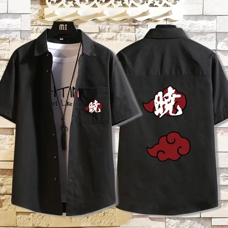 

Naruto Akatsuki Collection Shirt Uchiha Itachi 3D Digital Printed Short Sleeved Men's Spring and Autumn Shirt Oversized Clothes