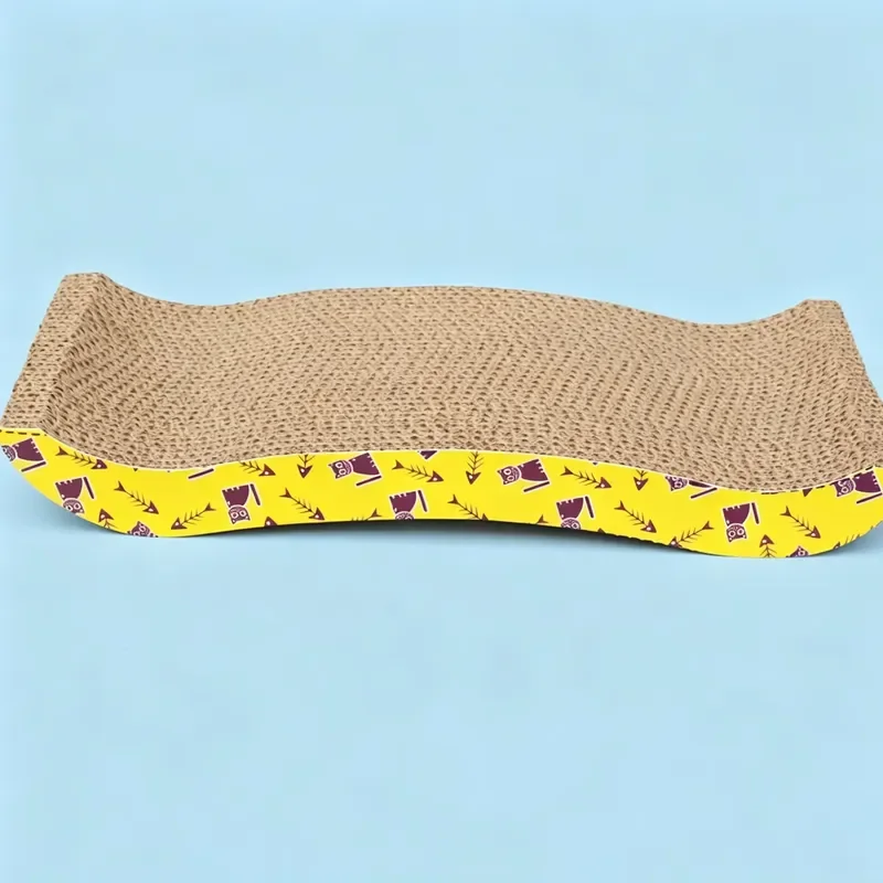L Shaped Cat Scratching Board Vertical Corrugated Cardboard Column With Spherical Toy Retractable Design For Kitty Play