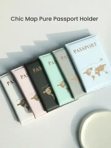 World Map Passport Cover Passport Holder Organizer Protective Card Case ID Document Passport Wallet Credit Card Holder