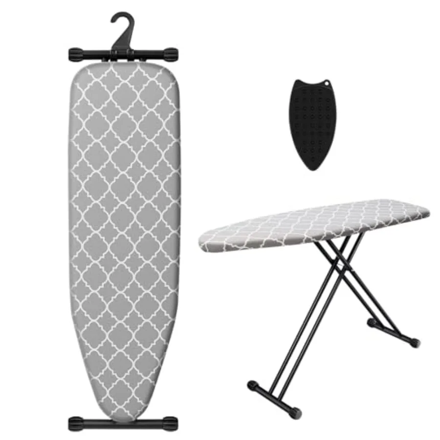 

Ironing Board with Silicone Iron Rest pad,Extra Thick Cover,14x54 Compact and Space Saver Iron Board, Height Adjustable,Stable S