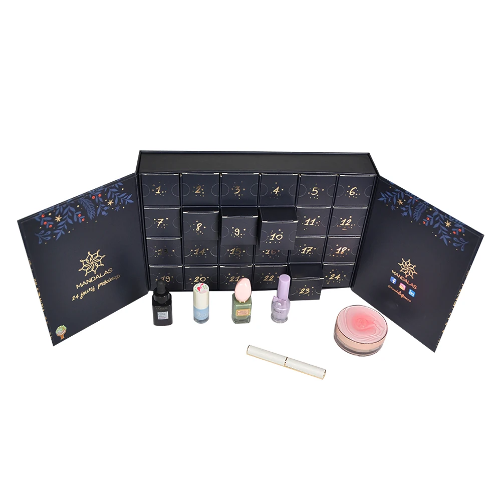 2025.Custom Rigid Cardboard Advent Calendar Christmas Gift Packaging Boxes Matt Lamination Embossing UV Coating for Photo Frame