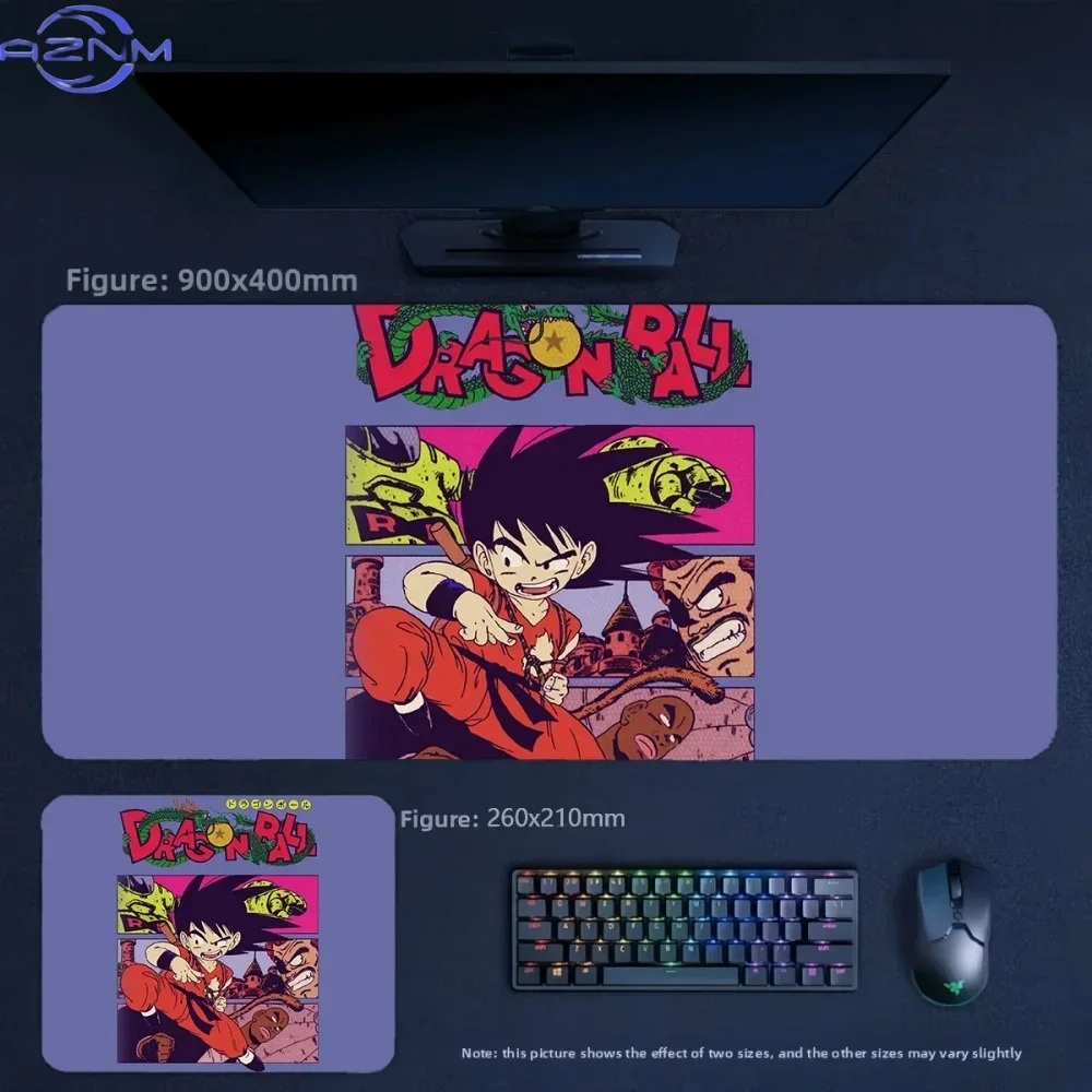 Anime Dragon Ball Kid Goku Retro Comic Style Large Mousepad Rubber Non-Slip Gaming Desk Mat Keyboard Pad for Home Office Decor