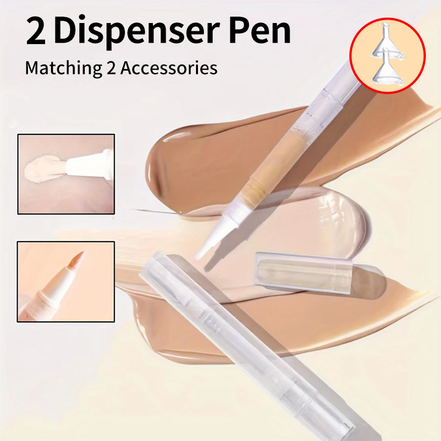 2pcs + 2 accessories 5ml refillable foundation and concealer tube with 2 vacuum plastic pens, 2 funnels