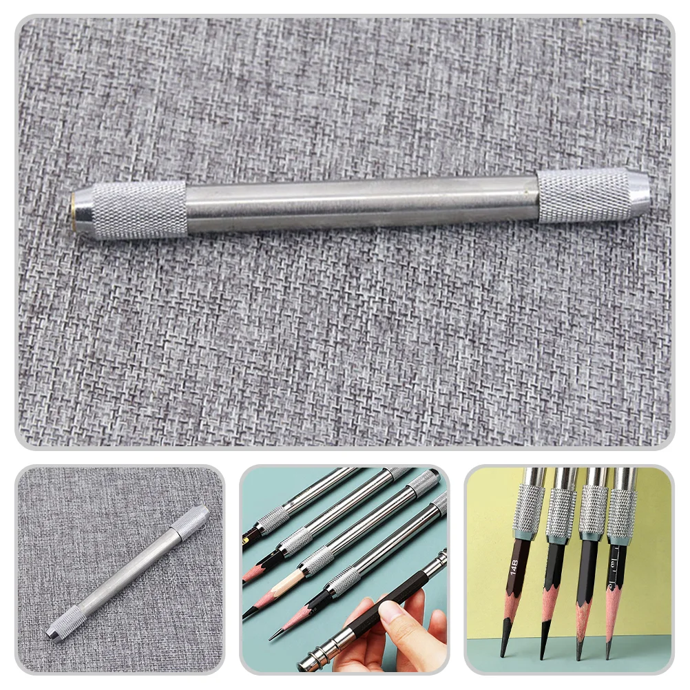 4 Pcs Sketch Pencil Extender Color Pencils Artist Holder Accessories Silver Metal Lengthen Tool Student Lead