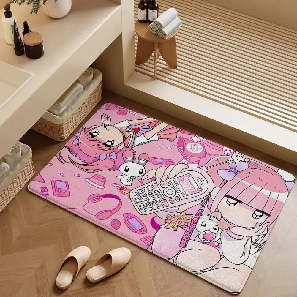 Konomi Floor Mat Soft Character Flannel Entrance Doormat Non-Slip Washable Kurumi Rug For Bedroom Home Menhera-chan Decor