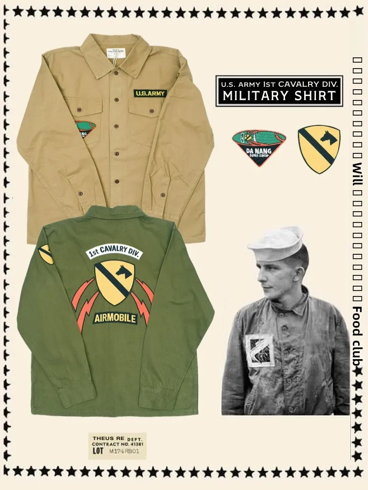 

American Sle Military irt Youth Faion Cotton Long Sve Рабочая одежда с вышивкой Rider Винтажный дизайн Осенняя одежда-стойка...