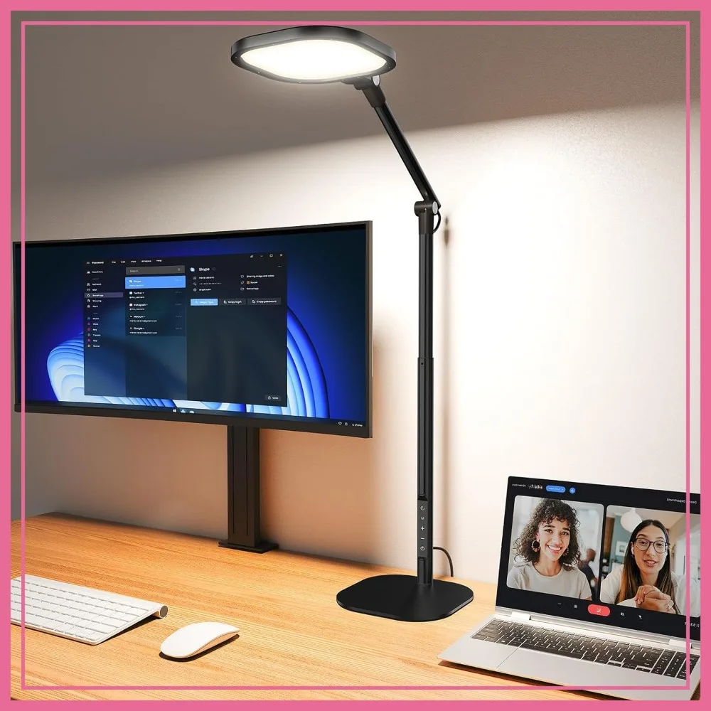 

LED Desk Lamp for Home Office with 50 Light Modes, Memory & Timer, Flexible Adjustable Tall Desk Lamp for Video Conference, Architect