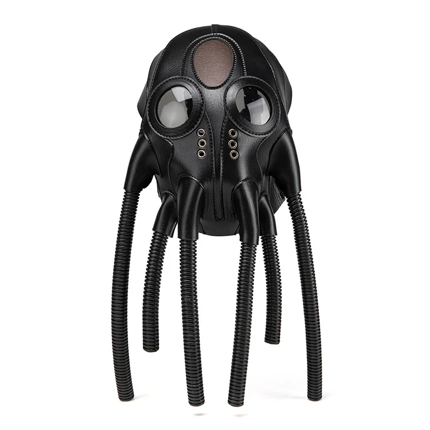 Steampunk Xenomorph Alien Mask Leather Medieval Halloween Monster Cosplay Tentacle Funny Carnival Masquerade Party Octopus Mask
