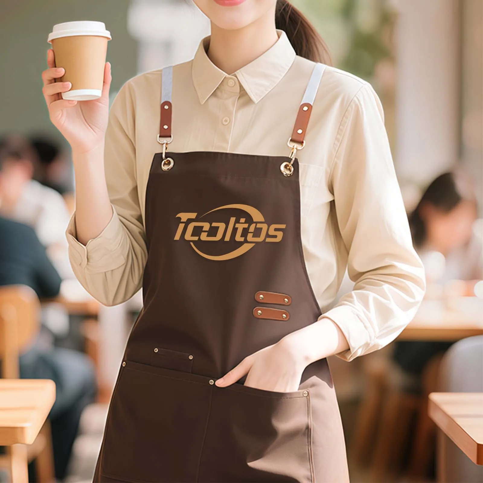 

Canvas Apron with Pocket and Embroidered Logo – Durable Work Apron for Restaurant, Kitchen, Jewelry, Craft