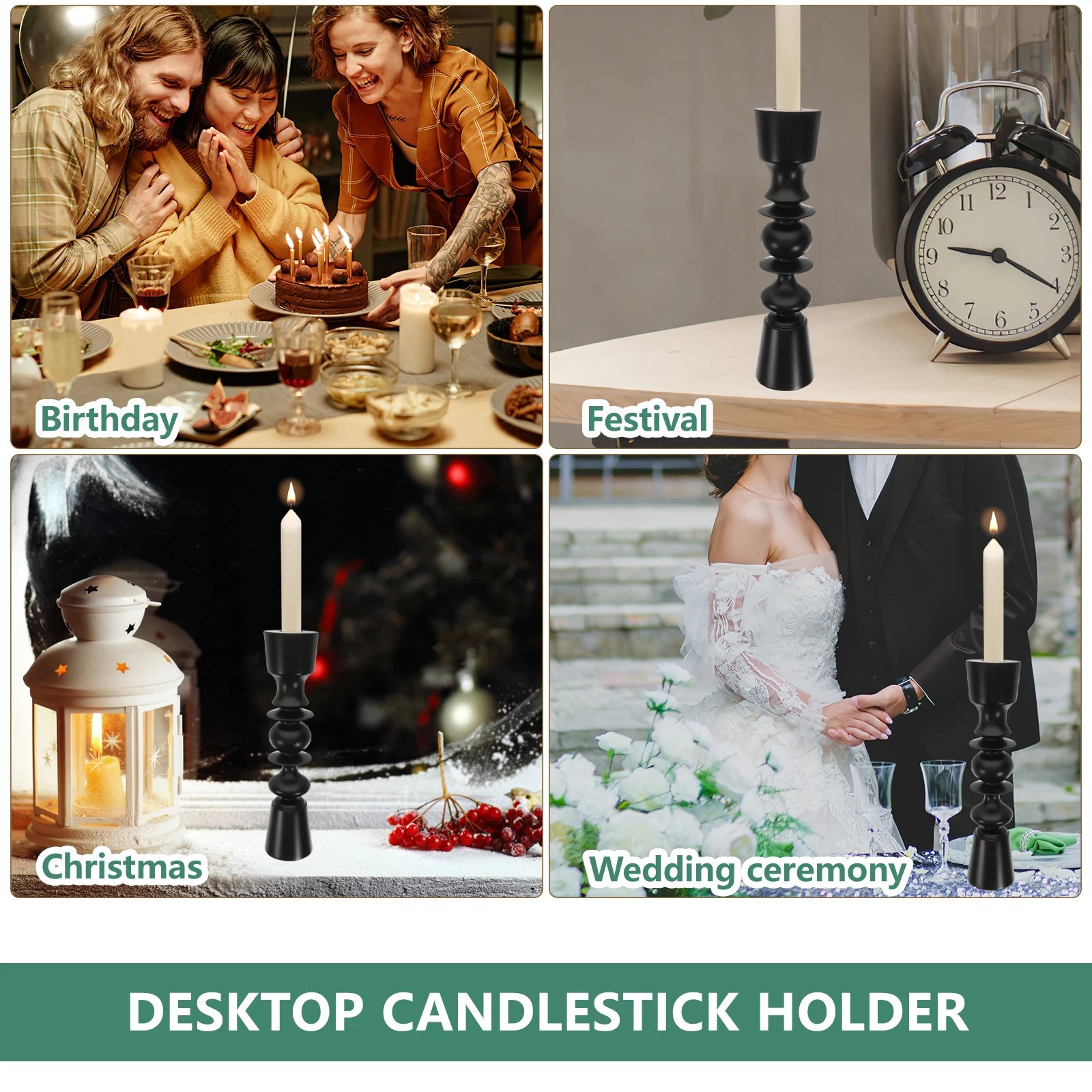 

Retro Wooden Candlestick Vintage Style Rustic Holder for Home Bedroom Living Room Decoration Party Table Candlestick
