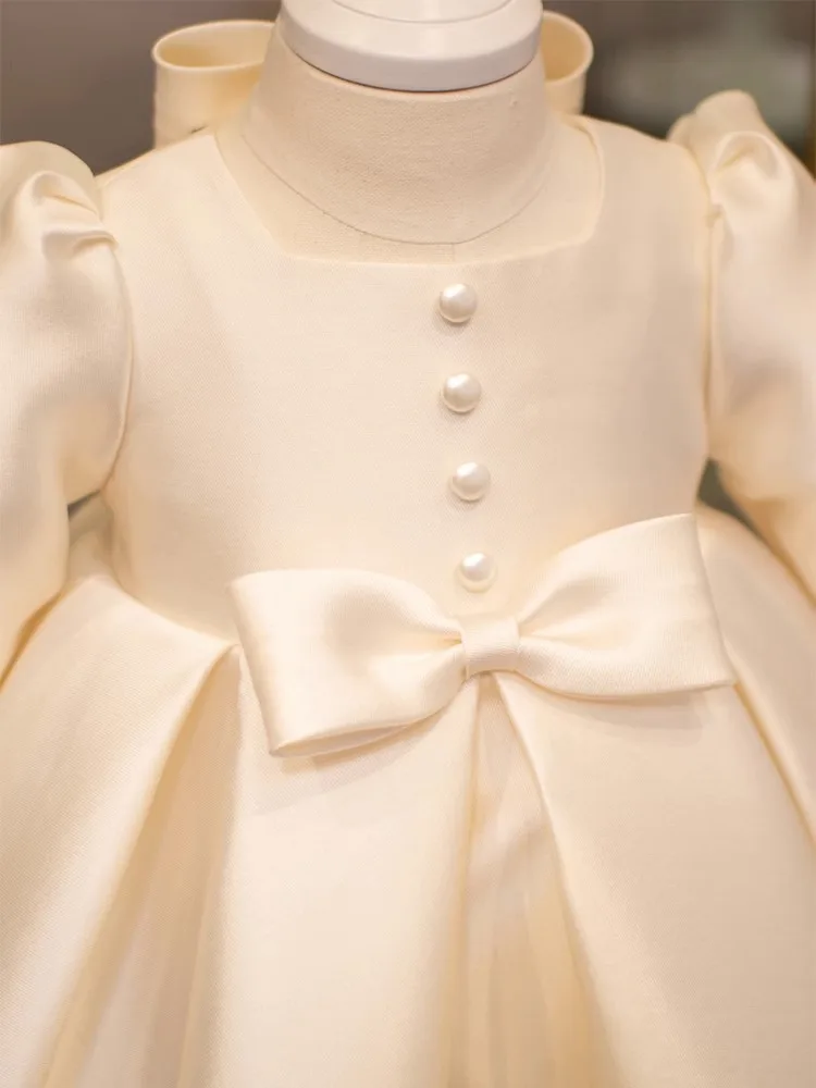 Baby Girls 1 st Birthday Baptism Princess Ball Gown Children Cute Bow Design Long Sleeve Wedding Party Dress g160