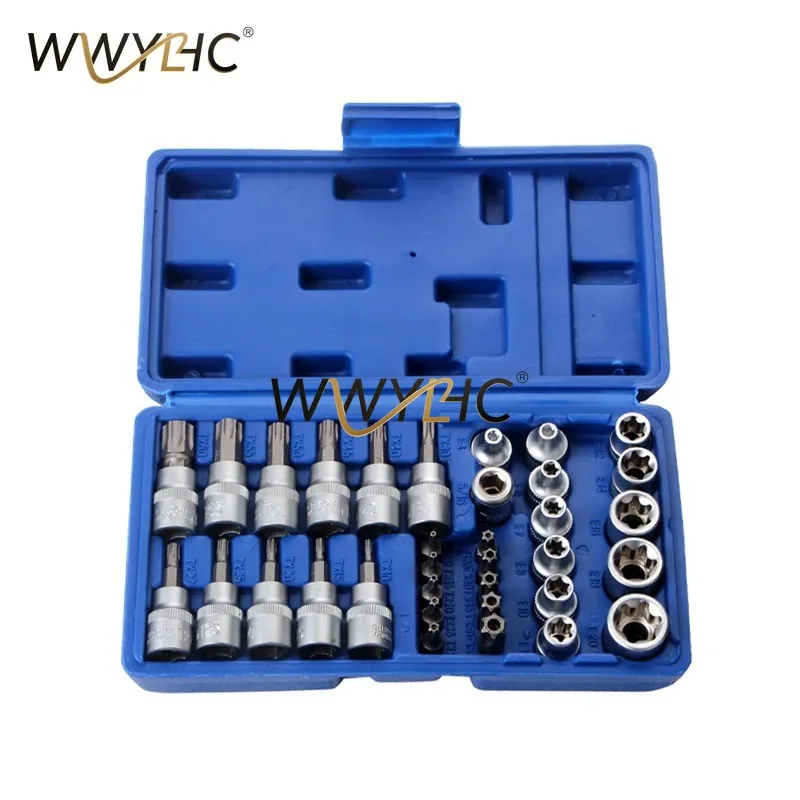Suitable for 34Pcs Torx E‑Torx Socket Bit Kit, 3/8