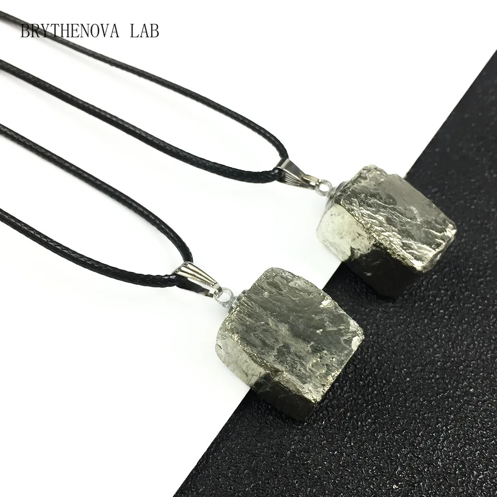Natural Pyrite Pendant Irregular Shiny Ore Mineral Fool's Iron Stone Rough Specimen Gem Pyrite Necklace Ornament