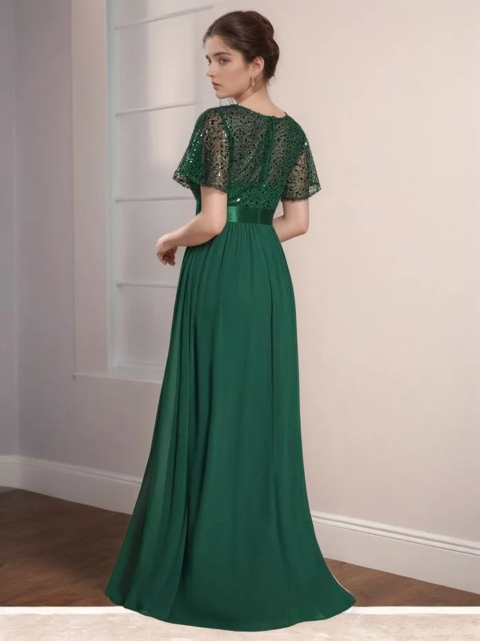 فساتين وصيفة العروس أنيقة برقبة دائرية للسيدات بأكمام طويلة على شكل بوق على شكل حرف a للحفلات من Vestidos De Fiesta #6