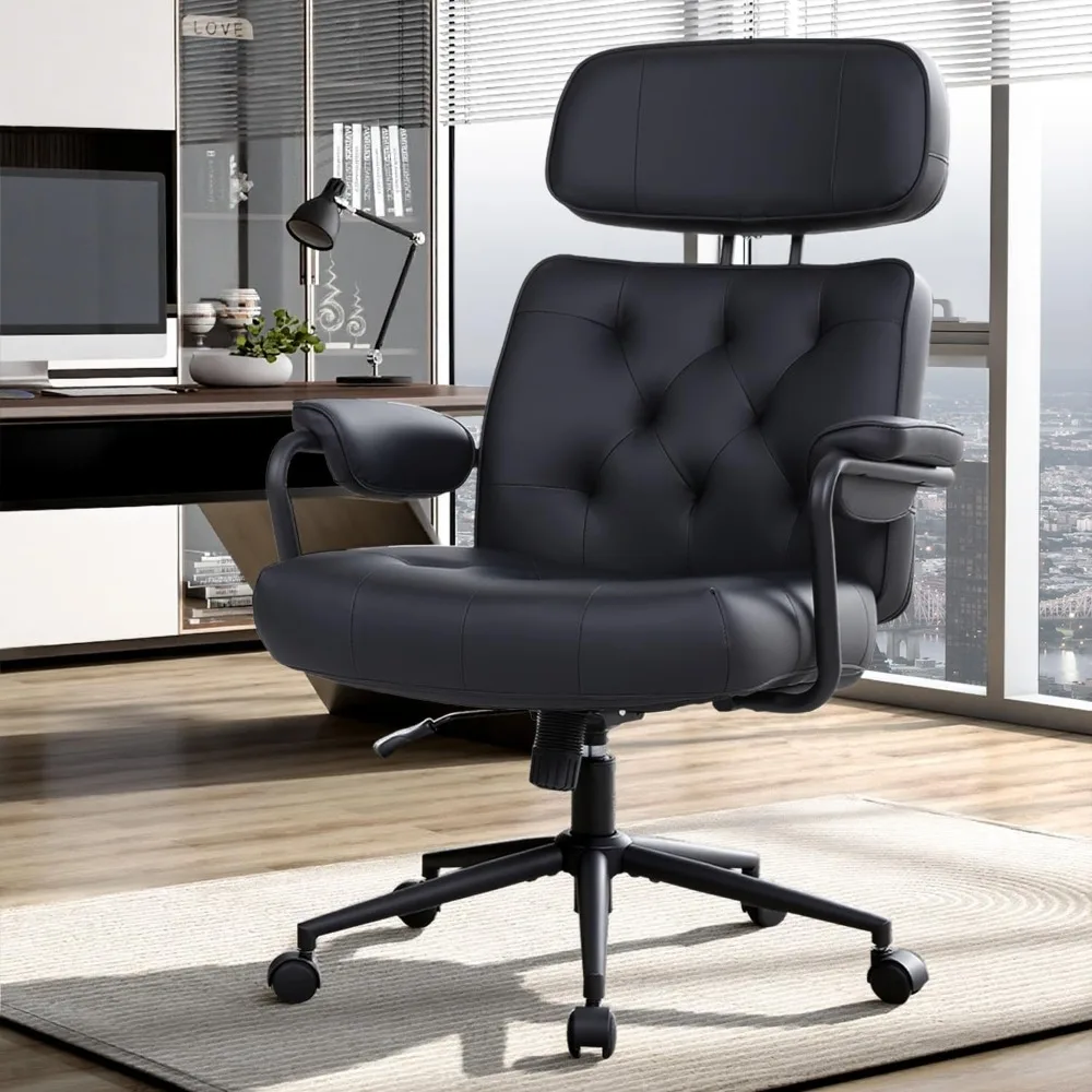 

Office Chair Big and Tall 500lbs, Desk Chair Comfy, Oversized Computer Gaming Chair Extra Wide, Executive PU Leather Heavy Duty,